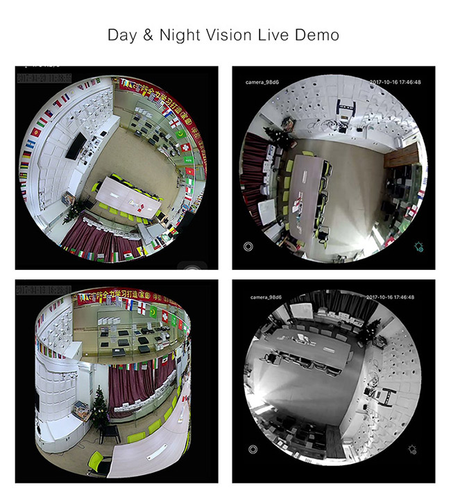 HD Fisheye 360 파노라마 Vr 사진기 와이파이 양용 오디오 200W 고성능 감지기